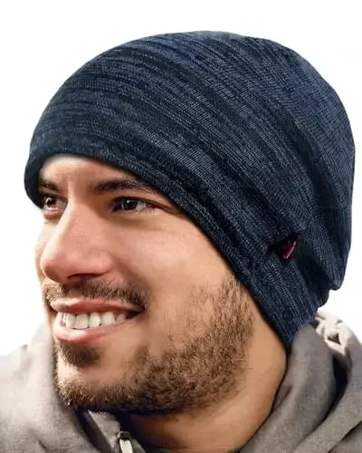 Lvaiz Winter Fleece Lined Knitted Beanie Hats for Men Reversible Windproof Watch Hat Warm Skull Cap for Women - 2