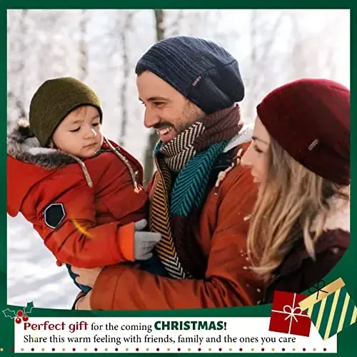 Lvaiz Winter Fleece Lined Knitted Beanie Hats for Men Reversible Windproof Watch Hat Warm Skull Cap for Women - 6