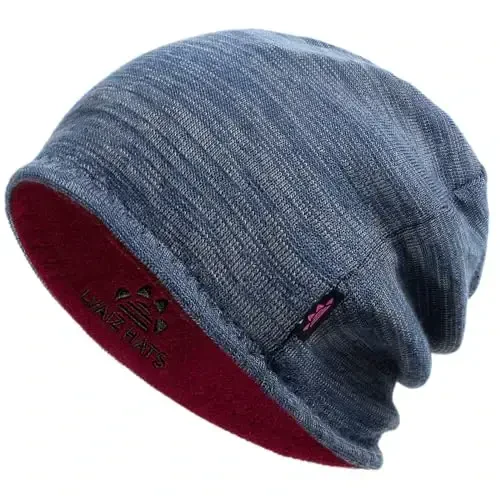 Lvaiz Winter Fleece Lined Knitted Beanie Hats for Men Reversible Windproof Watch Hat Warm Skull Cap for Women - 1