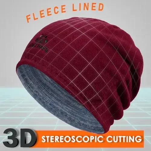 Lvaiz Winter Fleece Lined Knitted Beanie Hats for Men Reversible Windproof Watch Hat Warm Skull Cap for Women - 3