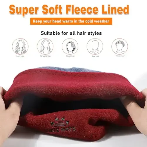 Lvaiz Winter Fleece Lined Knitted Beanie Hats for Men Reversible Windproof Watch Hat Warm Skull Cap for Women - 4