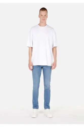 Straight Fit Düşük Bel Düz Paça Erkek İndigo Jean Pantolon - 1