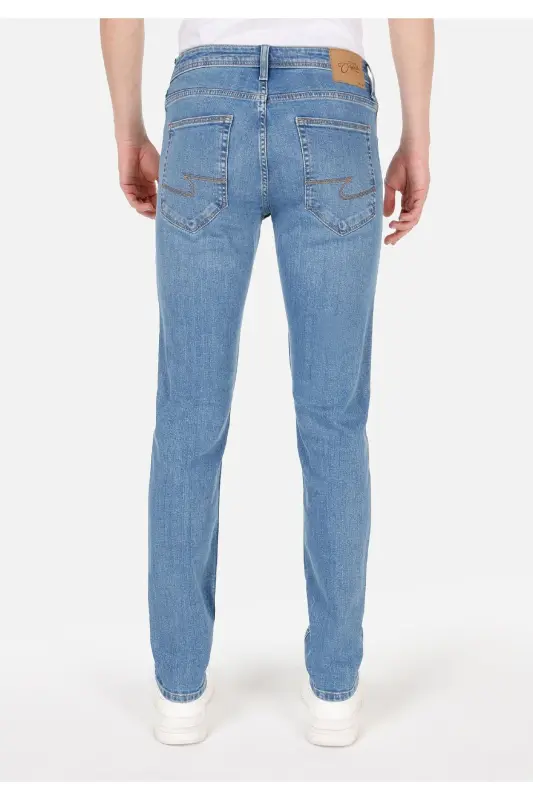 Straight Fit Düşük Bel Düz Paça Erkek İndigo Jean Pantolon - 2