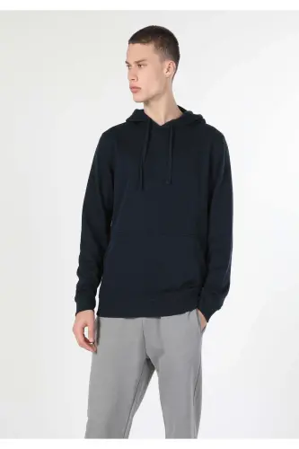 Regular Fit Erkek Lacivert Sweatshirt - LACİVERT - 3