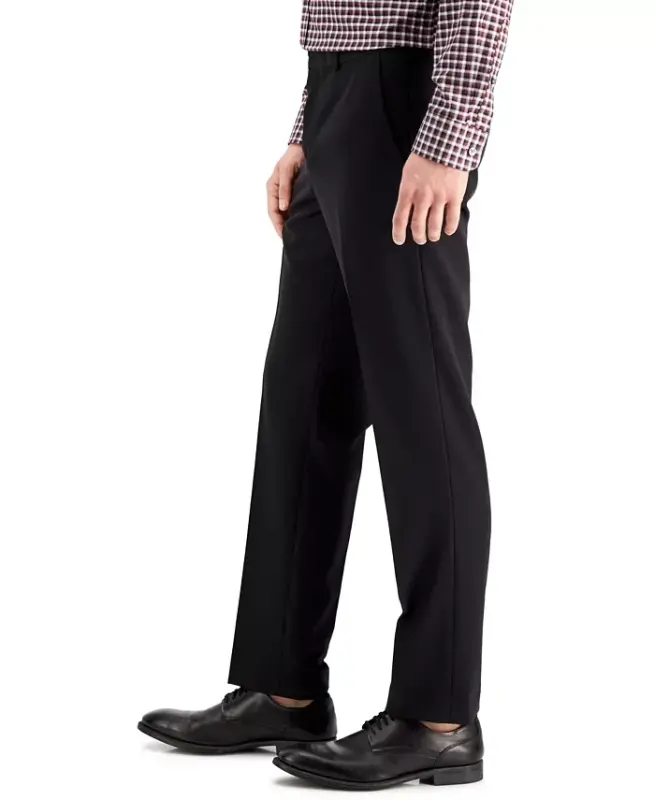 Men's Modern-Fit Stretch Solid Resolution Pants - Black Solid - 2