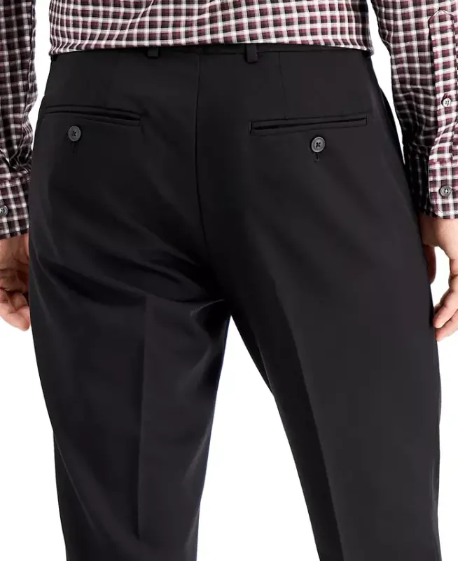 Men's Modern-Fit Stretch Solid Resolution Pants - Black Solid - 4