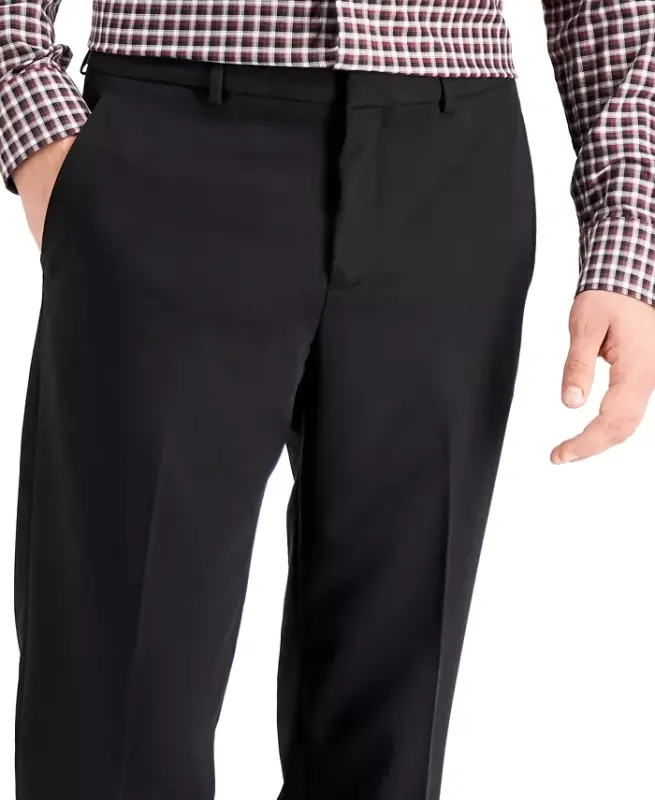 Men's Modern-Fit Stretch Solid Resolution Pants - Black Solid - 7