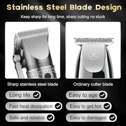 Qreeyx Hair Clippers for Man T-Blade Trimmer Nose Hair Trimmer Electric Shaver Set, Professional 4 in 1 Barber Clippers Set for Haircut, Men’s Grooming Kit with LCD Display, Ideal Gift for Him - 7