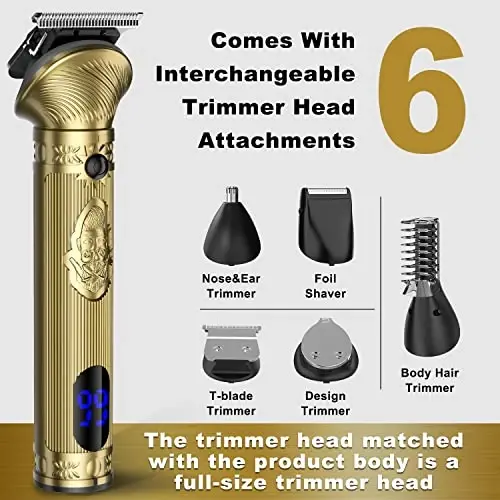 Qreeyx Beard Trimmer Kit for Men - Professional 6 in 1 Hair Clipper Trimmer, Cordless Multi Groomer, Mens Grooming Kit for Beard, Face, Body Nose Electric Razor with Travel Case as Gifts for Him - 2