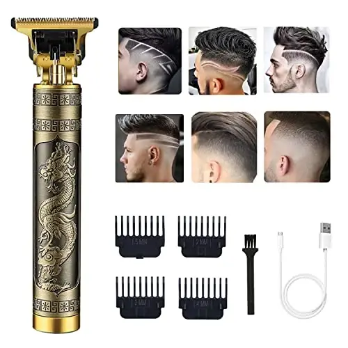 RQTYBUI Hair Clippers for Men, Cordless Electric Hair Trimmer Rechargeable Beard Trimmer Shaver, Electric T Blade Trimmer Zero Gapped Edgers Hair Cutting Kit with Guide Combs(Dragon) - 1