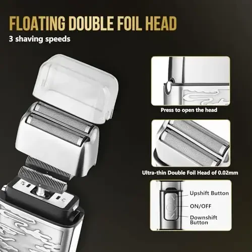 Beard Trimmer for Men, Cordless Electric Hair Clippers Professional, Barber Clippers Rechargeable Sets, Electric Razor Foil Shavers Haircut Kit for Ear, Face, Nose, Hair, Beard,Whole Body Available - 6