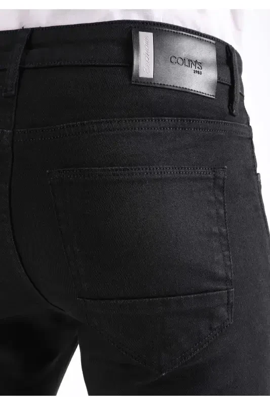 Slim Fit Düşük Bel Dar Paça Erkek Siyah Jean Pantolon - 6