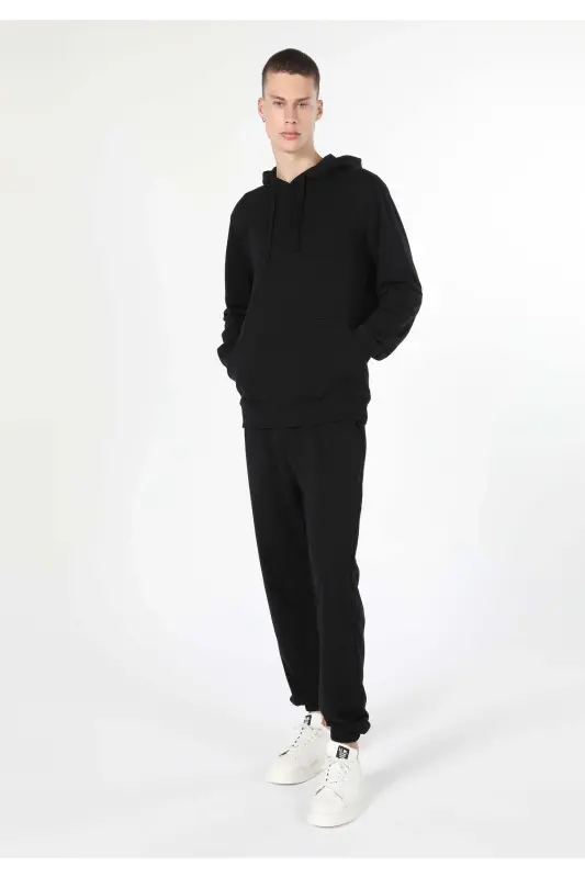 Regular Fit Erkek Siyah Sweatshirt - SİYAH - 1