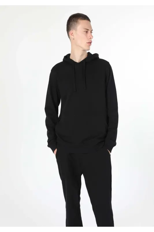 Regular Fit Erkek Siyah Sweatshirt - SİYAH - 4