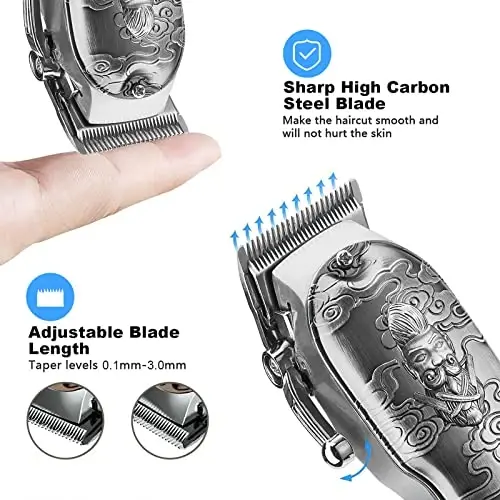 Soonsell Hair Clippers for Men T-Blade Trimmer Set,Barber Clippers,Clippers for Hair Cutting,Hair Cutting Kit,Cordless Clippers,Blade Close Cutting Beard Trimmer,LCD Display(Silver - 3