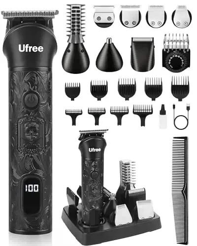 Ufree Beard Trimmer for Men, Electric Razor Shavers, Cordless Hair Clippers, 7 in 1 Beard Grooming Kit for Mustache, Body, Nose and Facial, Gifts for Men - UFREE