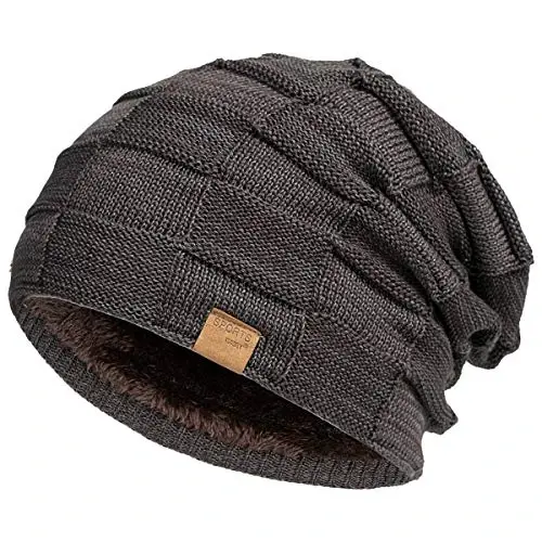 Vgogfly Slouchy Beanie for Men Winter Hats for Guys Cool Beanies Mens Lined Knit Warm Thick Skully Stocking Binie Hat - 1