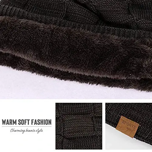 Vgogfly Slouchy Beanie for Men Winter Hats for Guys Cool Beanies Mens Lined Knit Warm Thick Skully Stocking Binie Hat - 5