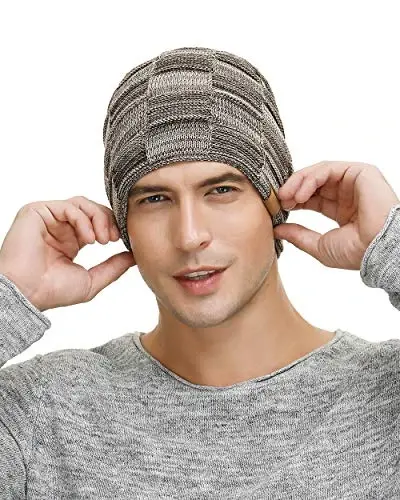 Vgogfly Slouchy Beanie for Men Winter Hats for Guys Cool Beanies Mens Lined Knit Warm Thick Skully Stocking Binie Hat - 4