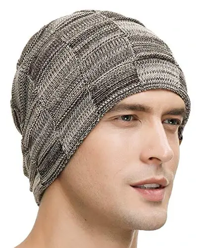 Vgogfly Slouchy Beanie for Men Winter Hats for Guys Cool Beanies Mens Lined Knit Warm Thick Skully Stocking Binie Hat - VGOGFLY (1)