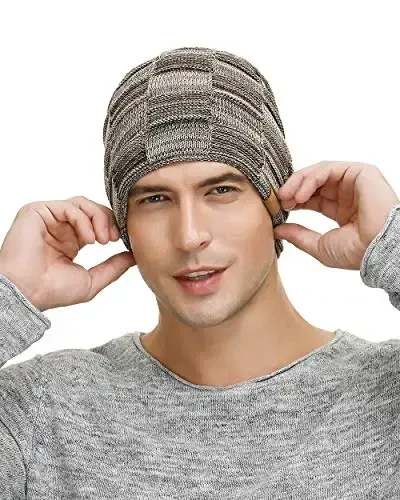 Vgogfly Slouchy Beanie for Men Winter Hats for Guys Cool Beanies Mens Lined Knit Warm Thick Skully Stocking Binie Hat - 4