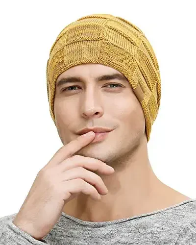 Vgogfly Slouchy Beanie for Men Winter Hats for Guys Cool Beanies Mens Lined Knit Warm Thick Skully Stocking Binie Hat - 3