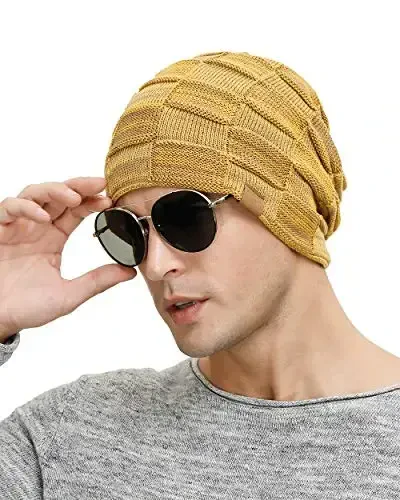 Vgogfly Slouchy Beanie for Men Winter Hats for Guys Cool Beanies Mens Lined Knit Warm Thick Skully Stocking Binie Hat - 4