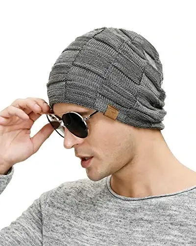 Vgogfly Slouchy Beanie for Men Winter Hats for Guys Cool Beanies Mens Lined Knit Warm Thick Skully Stocking Binie Hat - 6