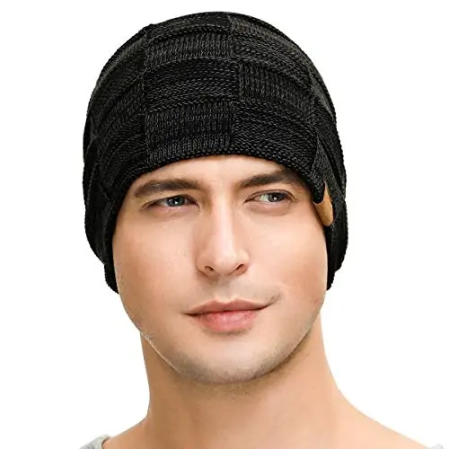 Vgogfly Slouchy Beanie for Men Winter Hats for Guys Cool Beanies Mens Lined Knit Warm Thick Skully Stocking Binie Hat - VGOGFLY (1)