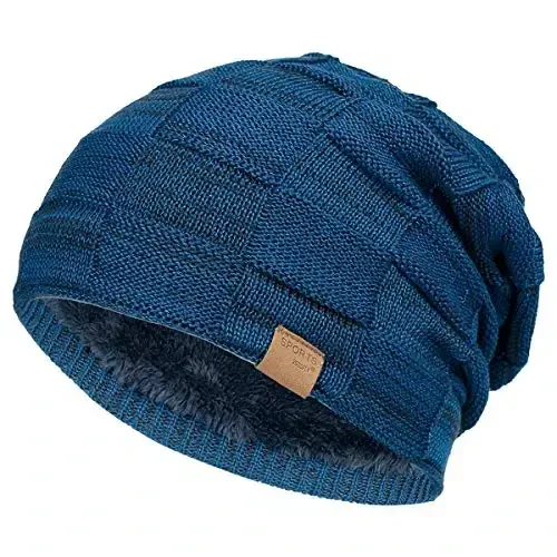 Vgogfly Slouchy Beanie for Men Winter Hats for Guys Cool Beanies Mens Lined Knit Warm Thick Skully Stocking Binie Hat 