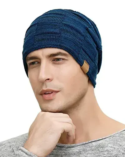 Vgogfly Slouchy Beanie for Men Winter Hats for Guys Cool Beanies Mens Lined Knit Warm Thick Skully Stocking Binie Hat - 2
