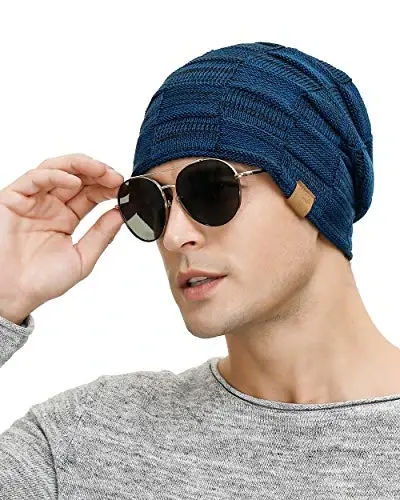 Vgogfly Slouchy Beanie for Men Winter Hats for Guys Cool Beanies Mens Lined Knit Warm Thick Skully Stocking Binie Hat - 4
