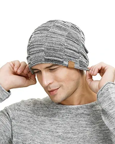 Vgogfly Slouchy Beanie for Men Winter Hats for Guys Cool Beanies Mens Lined Knit Warm Thick Skully Stocking Binie Hat - 4