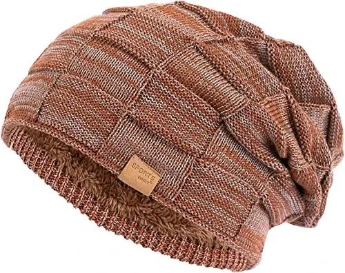 Vgogfly Slouchy Beanie for Men Winter Hats for Guys Cool Beanies Mens Lined Knit Warm Thick Skully Stocking Binie Hat - Vgogfly