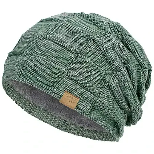 Vgogfly Slouchy Beanie for Men Winter Hats for Guys Cool Beanies Mens Lined Knit Warm Thick Skully Stocking Binie Hat - Vgogfly