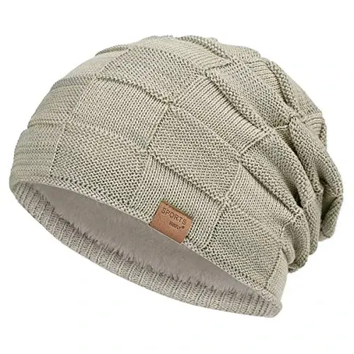 Vgogfly Slouchy Beanie for Men Winter Hats for Guys Cool Beanies Mens Lined Knit Warm Thick Skully Stocking Binie Hat - Vgogfly