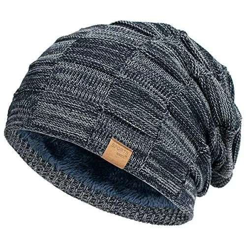 Vgogfly Slouchy Beanie for Men Winter Hats for Guys Cool Beanies Mens Lined Knit Warm Thick Skully Stocking Binie Hat 