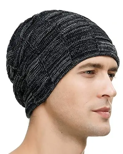 Vgogfly Slouchy Beanie for Men Winter Hats for Guys Cool Beanies Mens Lined Knit Warm Thick Skully Stocking Binie Hat - 2