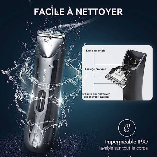 Body Hair Trimmer for Men, kensen Electric Groin Hair Trimmer, Rechargeable Body Groomer, Replaceable Ceramic Blade Heads, IPX7 Waterproof Wet/Dry Clippers, Male Pubic Hair Hygiene Razor - 6