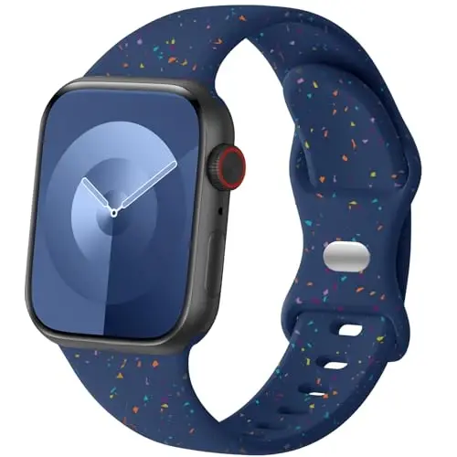 Wepro for Apple Watch Bands for Men 41mm Series 9 8 7 40mm SE Series 6 5 4 42mm 10 38mm Series 3 2 1 for iWatch Bands Women Waterproof Breathable Silicone Sport Band Colorful Navy Blue - 1