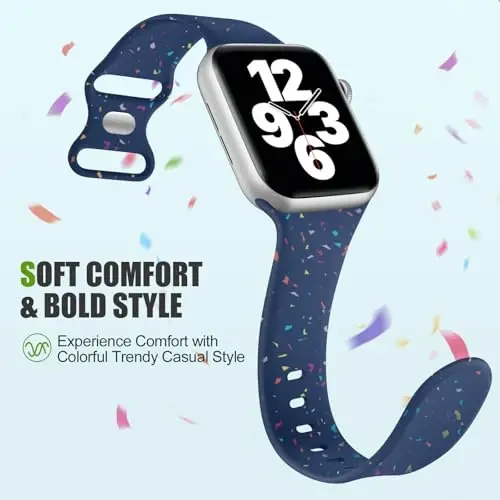 Wepro for Apple Watch Bands for Men 41mm Series 9 8 7 40mm SE Series 6 5 4 42mm 10 38mm Series 3 2 1 for iWatch Bands Women Waterproof Breathable Silicone Sport Band Colorful Navy Blue - 3