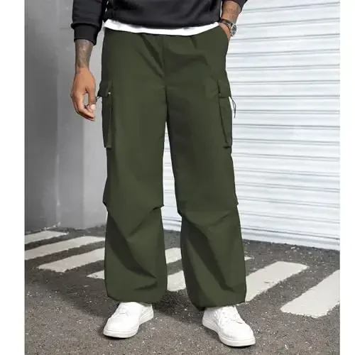 Zando Cargo Pants for Men Baggy Joggers Parachute Pants Waterproof Hiking with Pockets Drawstring Trouser - 6