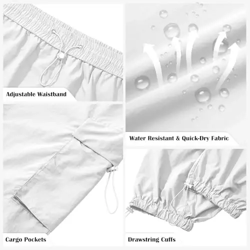 Zando Cargo Pants for Men Baggy Joggers Parachute Pants Waterproof Hiking with Pockets Drawstring Trouser - 9