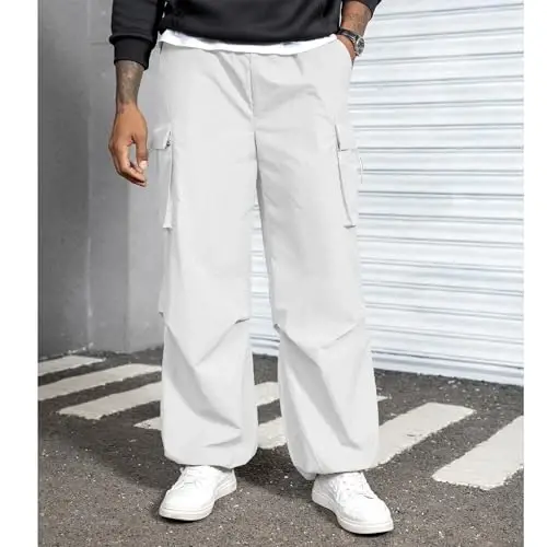 Zando Cargo Pants for Men Baggy Joggers Parachute Pants Waterproof Hiking with Pockets Drawstring Trouser - 11