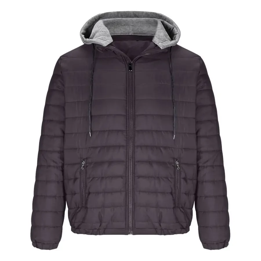 Zpanxa Mens Winter Coats Men's Solid Color Hooded Jacket Cotton Padded Jacket Fashion Cotton Padded Jacket Men's Warm Cotton Padded Jacket- - 2