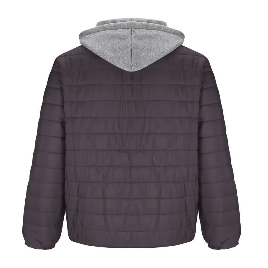 Zpanxa Mens Winter Coats Men's Solid Color Hooded Jacket Cotton Padded Jacket Fashion Cotton Padded Jacket Men's Warm Cotton Padded Jacket- - 3