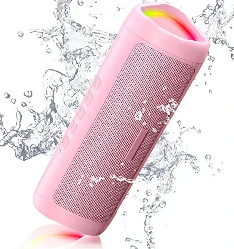 Bluetooth Speaker Stocking Stuffers for Men Women Teens Boys Girls: Portable Wireless, IPX5 Waterproof, White Elephant Gifts for Adults, Up to 20H Playtime, TWS Pair, for Home/Party/Outdoor (Pink) - 1