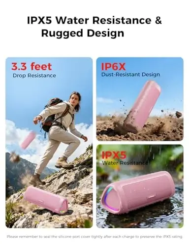 BolaButty Bluetooth Speaker Portable Wireless, IPX5 Waterproof, Up to 20H Playtime, TWS Pairing, BT5.3, for Home/Party/Outdoor/Camping/Beach Essentials, Birthday Gift (Pink) 