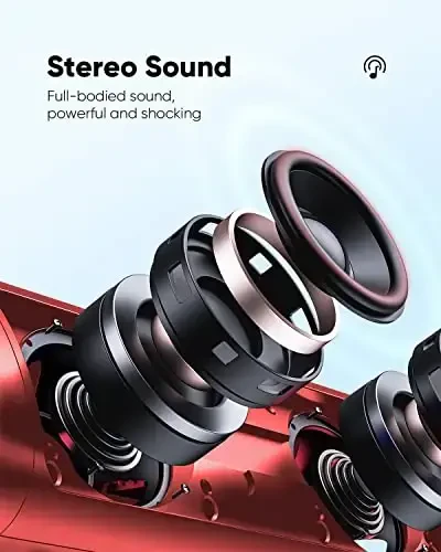 Bluetooth Speaker Stocking Stuffers for Men Women Teens Boys Girls: Portable Wireless, IPX5 Waterproof, White Elephant Gifts for Adults, Up to 20H Playtime, TWS Pair, for Home/Party/Outdoor (Red) - BOLABUTTY (1)