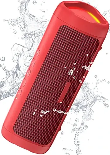 Bluetooth Speaker Stocking Stuffers for Men Women Teens Boys Girls: Portable Wireless, IPX5 Waterproof, White Elephant Gifts for Adults, Up to 20H Playtime, TWS Pair, for Home/Party/Outdoor (Red) - BOLABUTTY